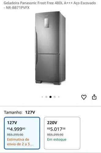Geladeira Panasonic 475L Frost Free Aço - 220V