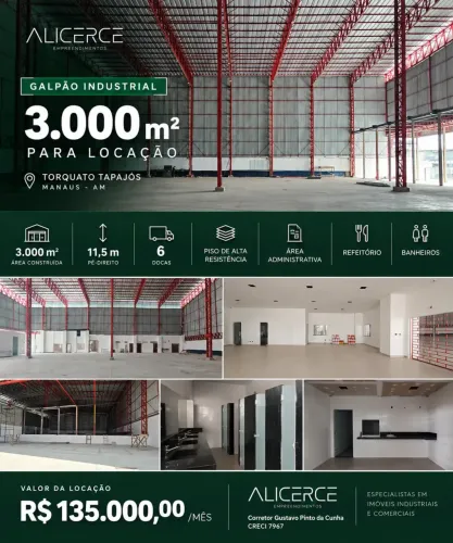 ALUGO GALPÃO 3 MIL M2 COM DOCAS NIVEL 4 INDUSTRIAL