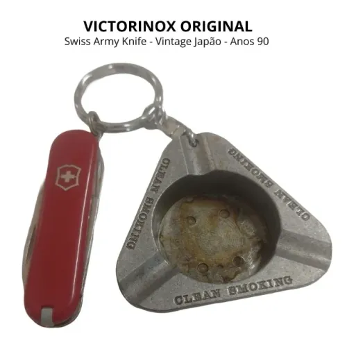 Chaveiro Canivete Suiço Victorinox Original c/ Cinzeiro Portátil - Vintage Japão Anos 90
