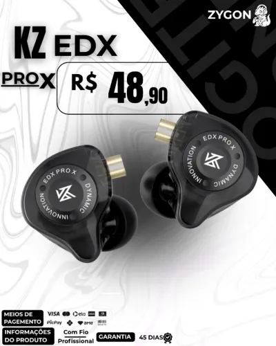[NOVO] Fone de Ouvido KZ EDX PRO X Profissional - Garantia 45 Dias