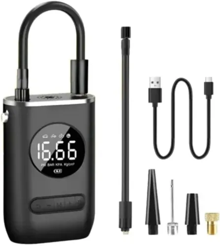 Calibrador Compressor Bomba De Ar Portátil Digital Mini Com Lanterna LED para Encher Pneus