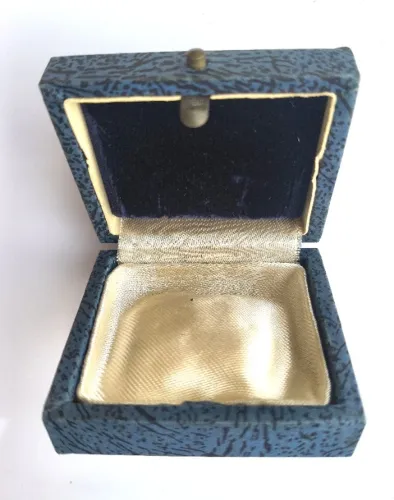 Estojo Antigo VINTAGE azul para joia ou medalha - c. 1940/60