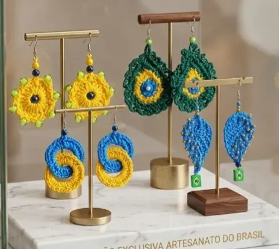 Brincos de Crochê/Copa do Mundo Escolha o seu !