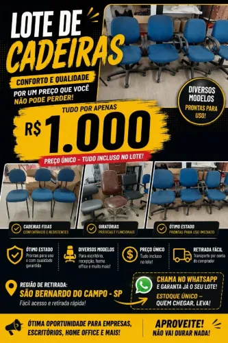 Lote de cadeiras de escritório