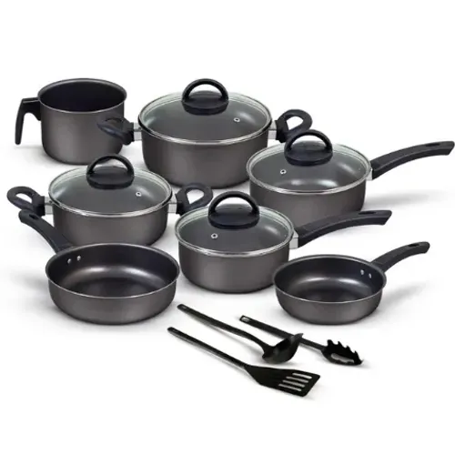 NOVO!! Conjunto Panelas 10 Peças Antiaderente Teflon Tampa Vidro Preto não gruda
