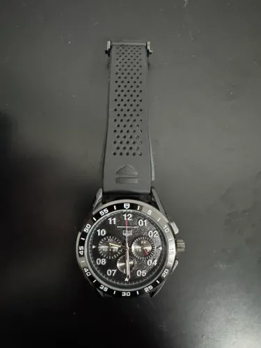 Relógio esportivo masculino inspirado em Tag Heuer Porsche Carrera - pulseira preta