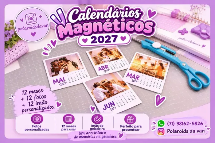 12 imãs, calendário magnético