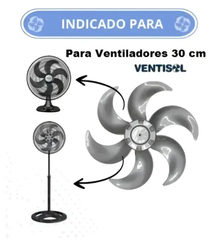 Hélice Para Ventilador Ventisol Turbo 30 Cm 6 Pás Original Preta