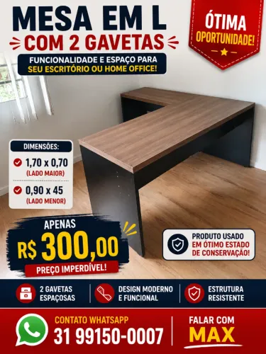 Mesa de Escritório em L