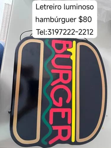 Letreiro luminoso hambúrguer