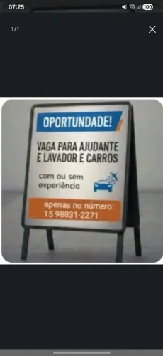 Vaga lavador de carros/ ajudante