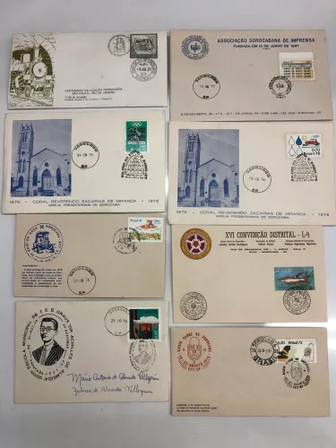 Vendo selos Brasil 1974 a 77, envelopes postais e notas antigas.