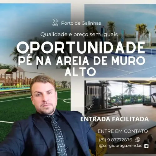 Apartamento em Resort, localizado em Muro Alto! Unidade frente mar! Dentro da Rota DUE Car