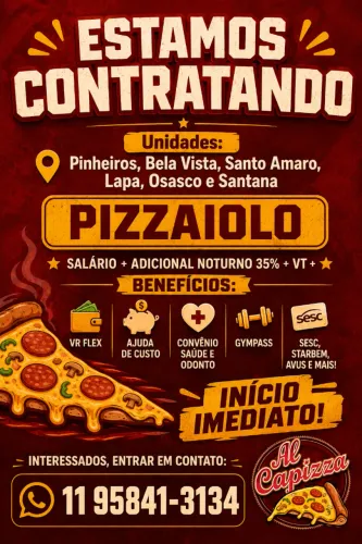 VAGA PIZZAIOLO (REGIÃO SANTANA)