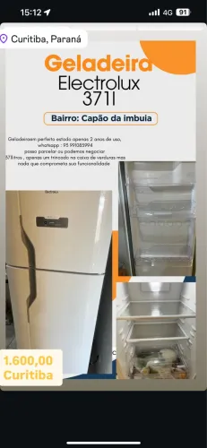 Vendo geladeira Electrolux 371l em perfeito estado