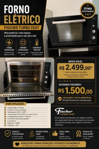 Forno Elétrico Semi Industrial - Turbo Fast Fisher