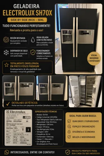Geladeira Electrolux Side by Side SH70X 504L Revisada | Gelo, Água Gelada e Filtro Novo