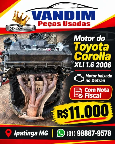Motor do Toyota Corolla XLI 1.6 2006 2007 7