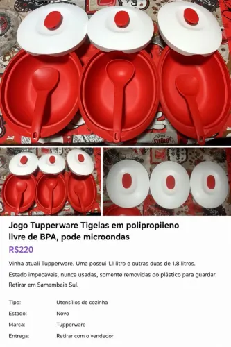 Tupperware 3peças. Livre de BPA e pode Micro-ondas.