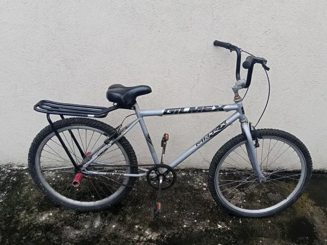 Bicicleta Gilmex Cinza Com Bagageiro