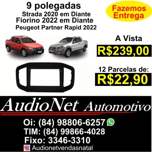 Moldura 2 Din 9 Polegadas Painel Fiat Strada Fioriorino Peugeot Multimidia Mp5 Dvd Carro