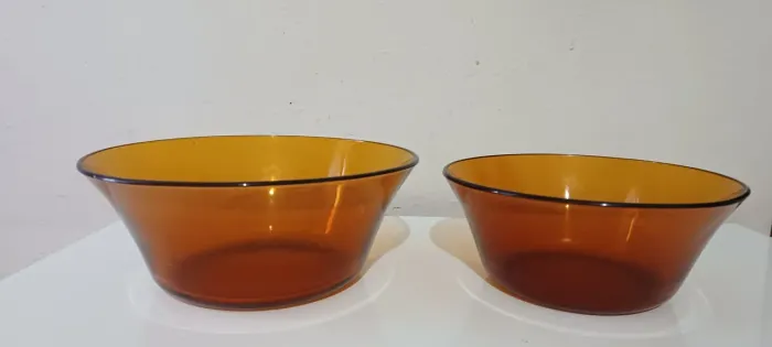 Par de Saladeiras Cônicas Duralex Âmbar Antiga Anos 70/80 - Vintage