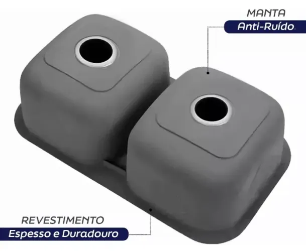 Cuba Dupla Gourmet 76x43 Cm Aço Inox 304 Completa Com Acessórios Cor Prata Brinovar