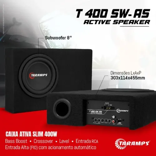 Subwoofer 8 Amplificado Taramps - Comprei e nunca instalei