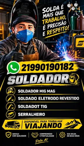SOLDADOR DISPONÍVEL PARA TRABALHAR VIAJANDO