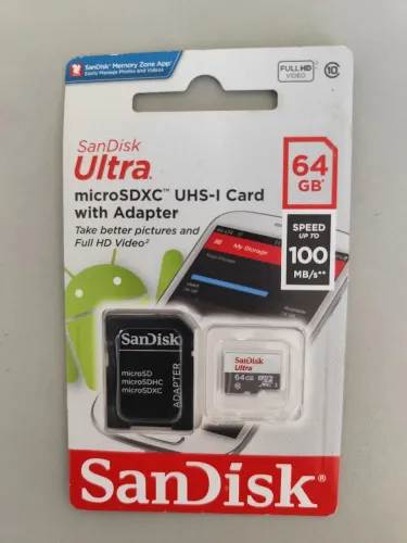 Promoção..Cartão de memória SanDisk 64 GB com adaptador