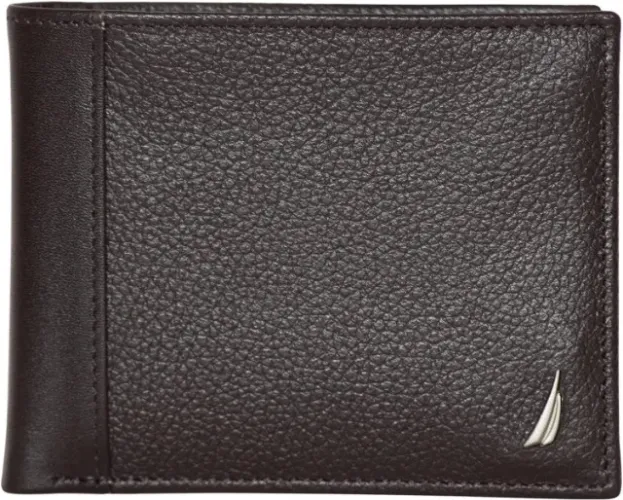 Nautica Carteira masculina clássica de couro dobrável RFID (disponível em grãos lisos ou s