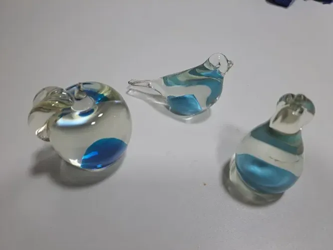 Trio de Cristais Cá d'Oro Original - Pássaro, Maçã e Pêra (Estado de Novo)