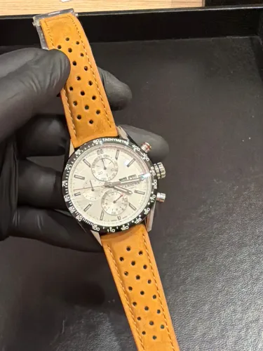 Relógio Tag H Carrera Pulseira Couro Caramelo - Vidro Safira - 43mm - Top Prm AAA+