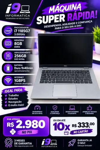 Notebook Dell I7 1185G7 + 8GB Ram + 256GB SSD NVME