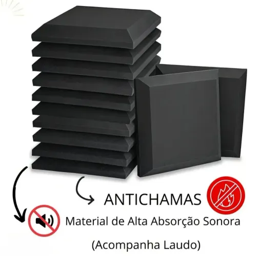 Espuma Acústica 10 placas 50x50x2cm Lisa