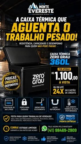 CAIXA TÉRMICA ZERO GRAU 360L - A MAIS RESISTENTE DA CATEGORIA