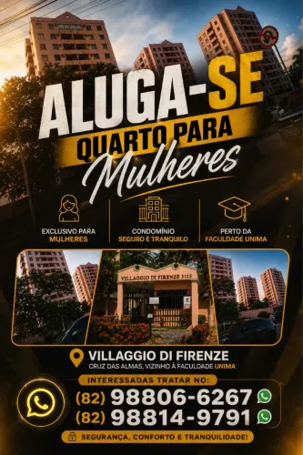 Aluga-se quarto para pessoas do sexo feminino