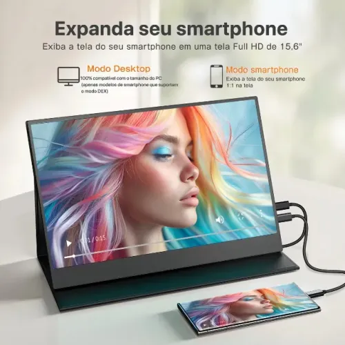 Monitor Portátil Gamer Uperfect Su7 de 15.6" Touch Screen Full HD com IPS e USB-C