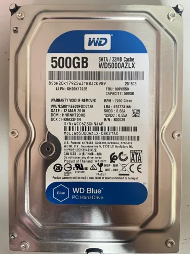 HD 500GB Western Digital WD Blue Interno PC Desktop (Saúde 100%)