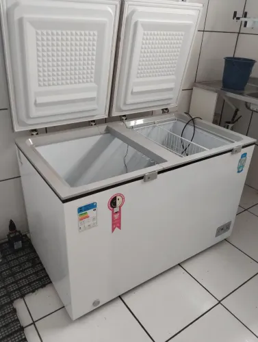Freezer horizontal 2 tampas 110v 385 LT Midea