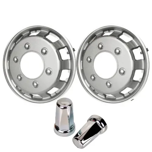 Par Calota Aro 16 Speedline Prata + 12 Capas de Porca Belga 22mm