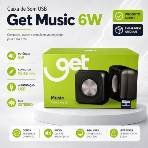 Caixa de Som USB Get Music 6W Preto