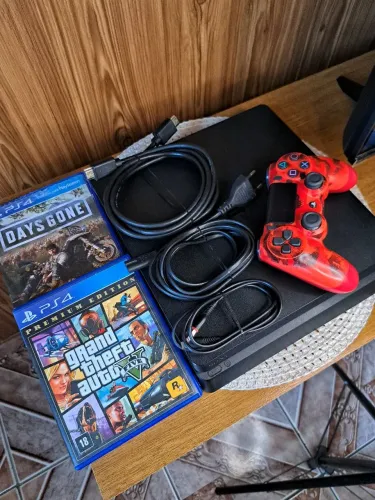 PS4 SLIM 1TB / COMPLETO COM CAIXA + JOGOS