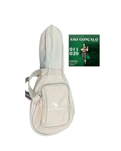Capas luxo premium para cavaco viasom luxo premium bege c104l/b + Corda Brinde Cavaco