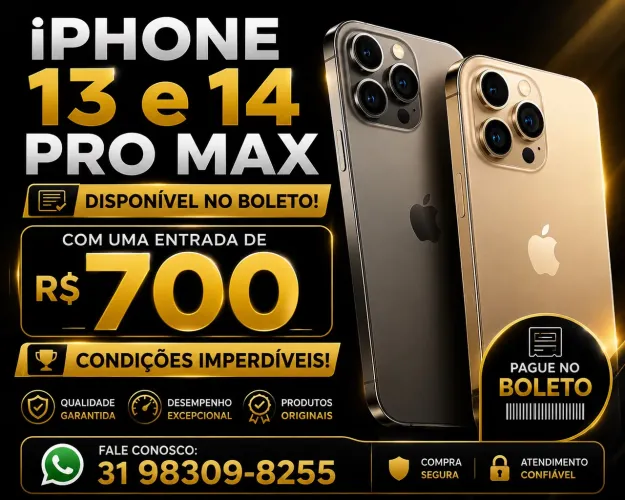 iPhone no boleto apenas 13 e 14 pro Max