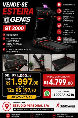 VENDO ESTEIRA GENIS GT 2000 ÓTIMO ESTADO