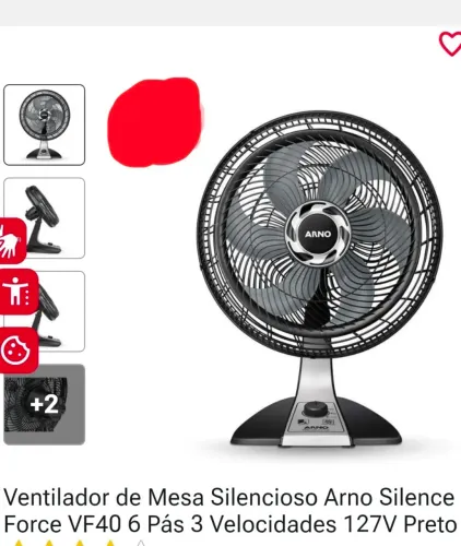 Ventilador arno modelo silence force 40 cm 6 pás