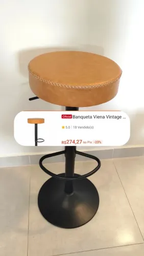 Estado de novo - Banqueta alta Viena courino whisky e preto fosco