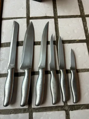 Conjunto de 6 facas aço inox anti ferrugem