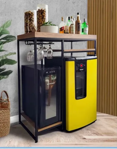Aparador Bar para Adega e Cervejeira Ferro Industrial e Mdf